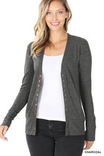 Load image into Gallery viewer, Snap Button Sweater cardigan with Ribbed Detail
