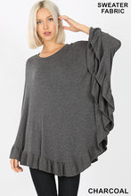 Load image into Gallery viewer, Ruffle Hem Poncho Sweater
