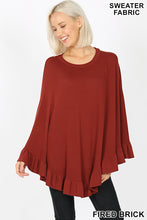 Load image into Gallery viewer, Ruffle Hem Poncho Sweater
