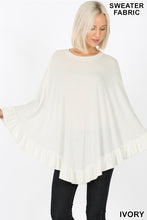 Load image into Gallery viewer, Ruffle Hem Poncho Sweater
