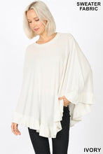 Load image into Gallery viewer, Ruffle Hem Poncho Sweater
