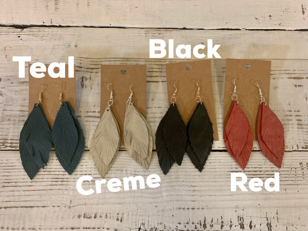 Leather Feather Earrings