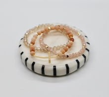 Load image into Gallery viewer, Triple Stack Beaded Bracelet with Cross
