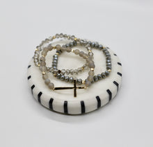 Load image into Gallery viewer, Triple Stack Beaded Bracelet with Cross
