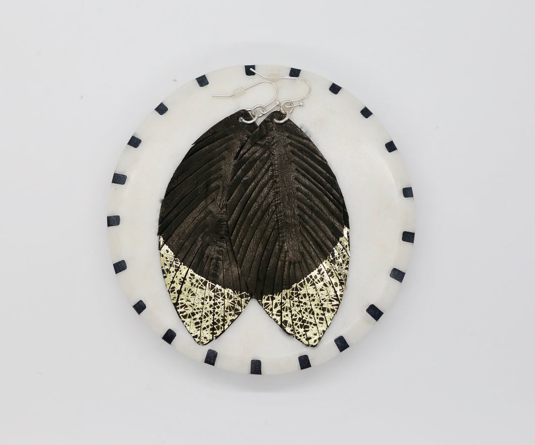 Gold Dipped Feather Earrings