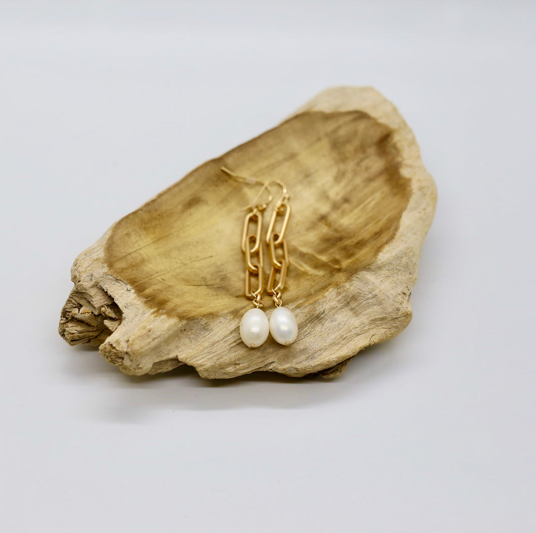 Lexi Pearl Drop Chain Earrings