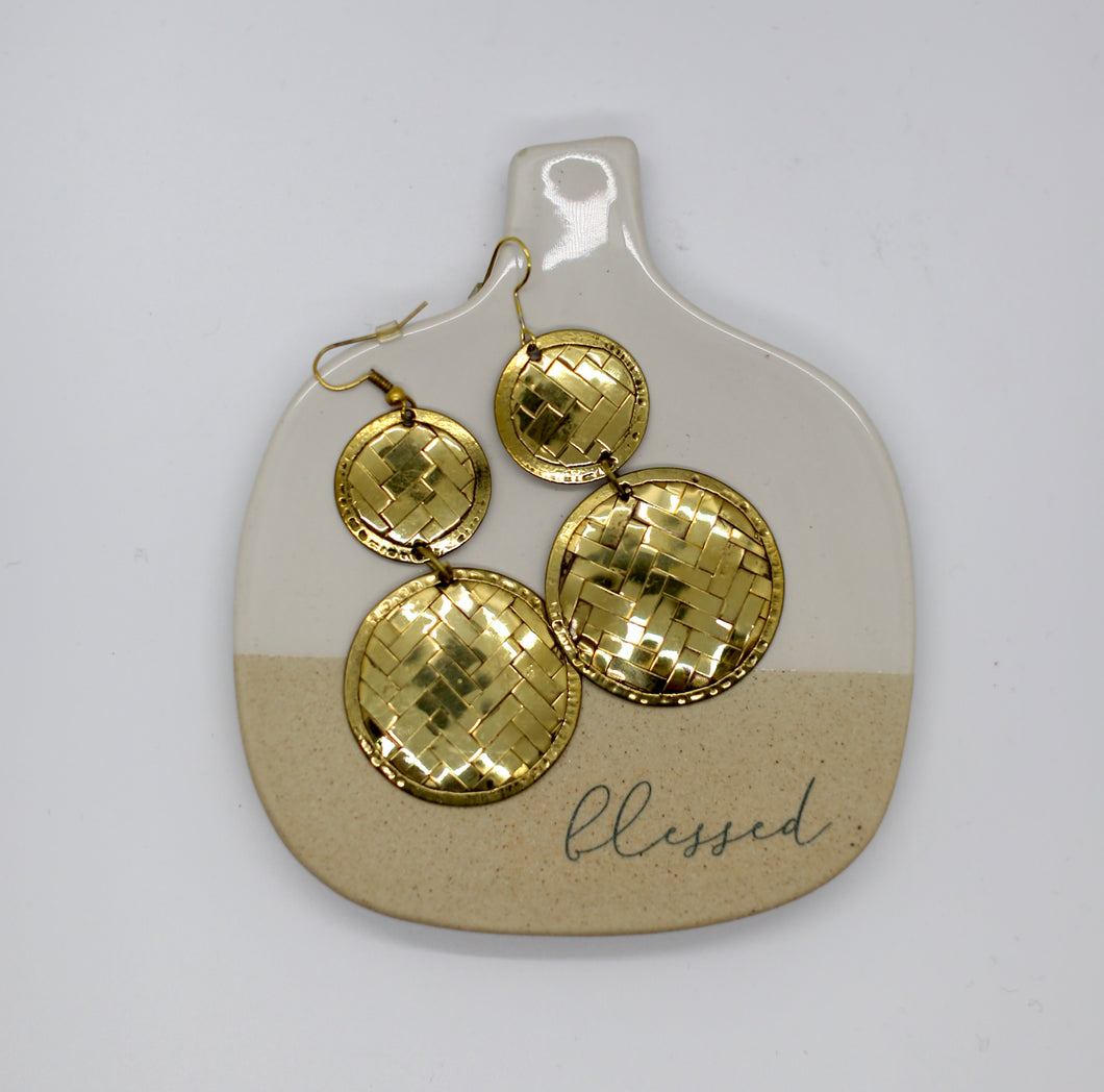 Basket Weave Disk Earrings