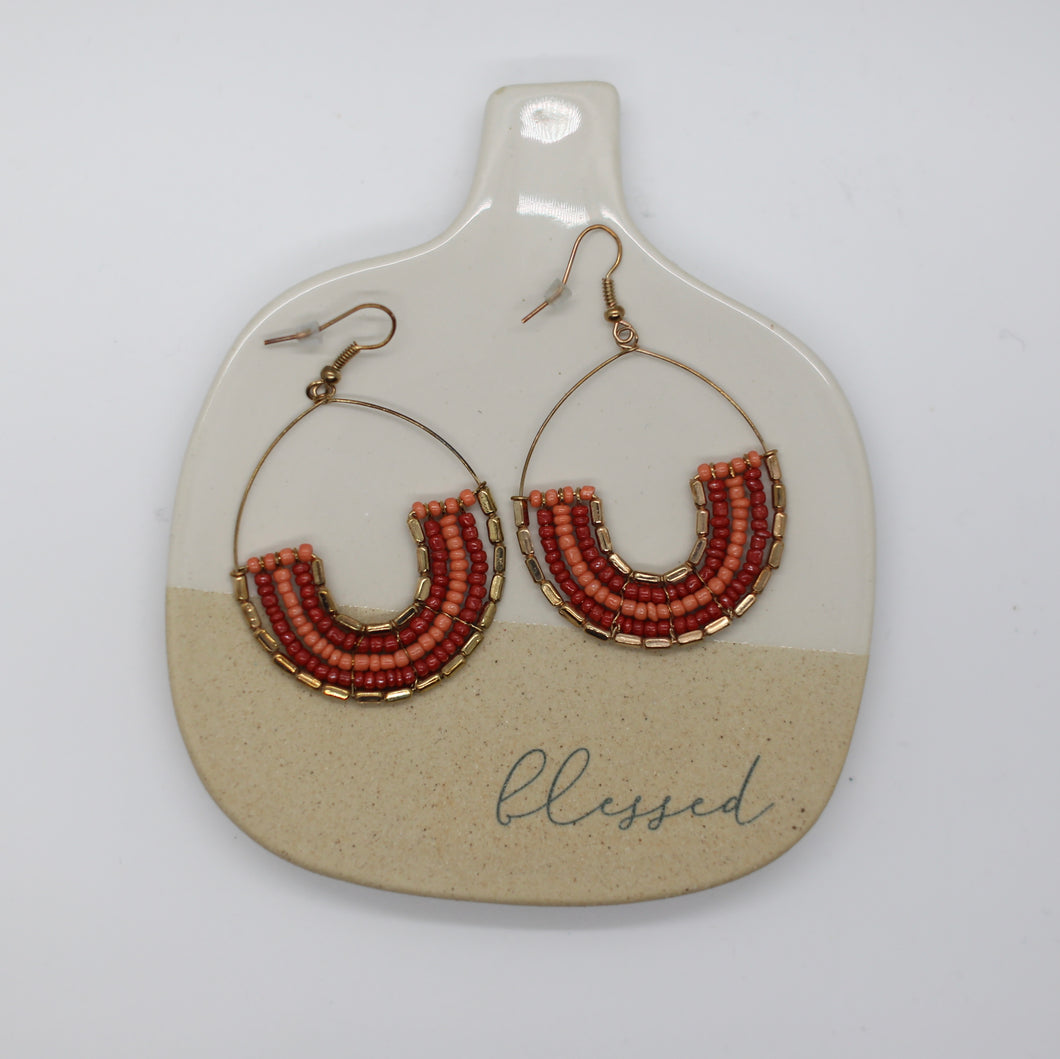 Beaded Teardrop Hoop Earrings