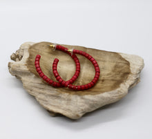 Load image into Gallery viewer, Wood Beaded Hoops
