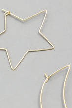 Load image into Gallery viewer, Wire Star or Moon Hoop Earrings
