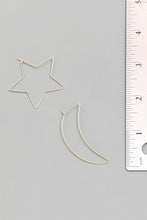 Load image into Gallery viewer, Wire Star or Moon Hoop Earrings
