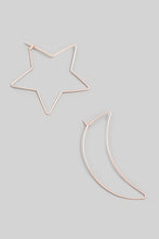 Load image into Gallery viewer, Wire Star or Moon Hoop Earrings
