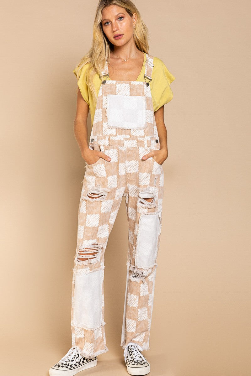 Sandy Beige Twill Overalls