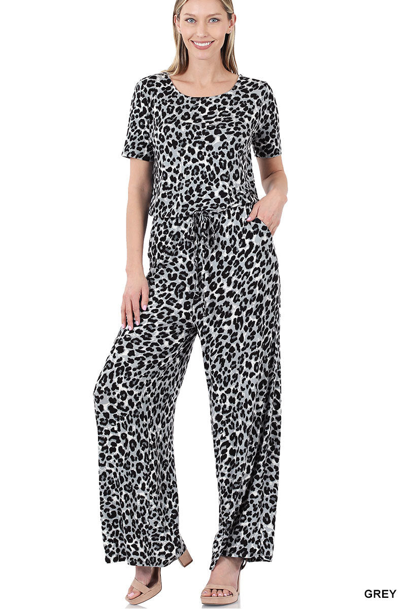 Grey Leopard Jumpsuit