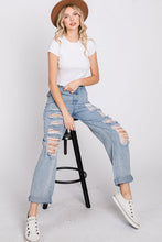 Load image into Gallery viewer, Distressed Wide Leg Denim Jeans

