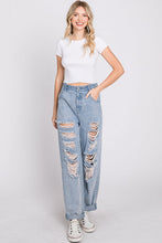 Load image into Gallery viewer, Distressed Wide Leg Denim Jeans
