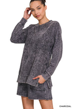 Load image into Gallery viewer, Mineral Wash Long Sleeve Top &amp; Shorts Set
