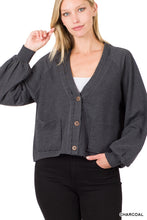 Load image into Gallery viewer, Raglan Sleeve Button Down Cardigan with Pockets
