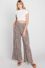 Load image into Gallery viewer, Floral Print Smocked Waist Wide Leg Pants
