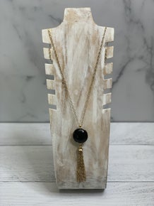 Black Circle Fringe Necklace