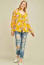 Load image into Gallery viewer, Floral V-Neck Button-Up Top

