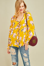 Load image into Gallery viewer, Floral V-Neck Button-Up Top
