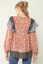 Load image into Gallery viewer, Floral Print Scoop-Neck Blouse
