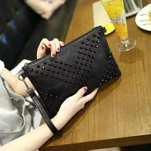 Load image into Gallery viewer, Black Studded Clutch Purse
