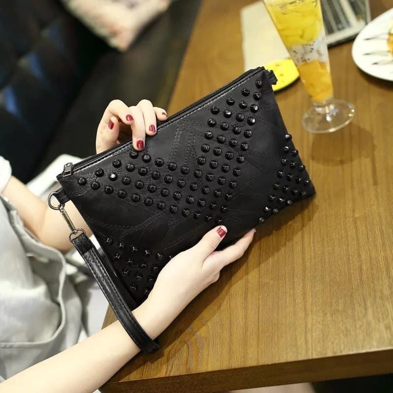Black Studded Clutch Purse