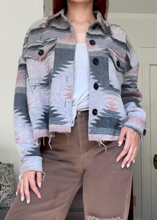 Distressed Muted Shacket