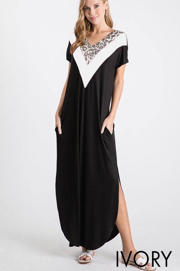 Heimish Black Dress With Leopard Print