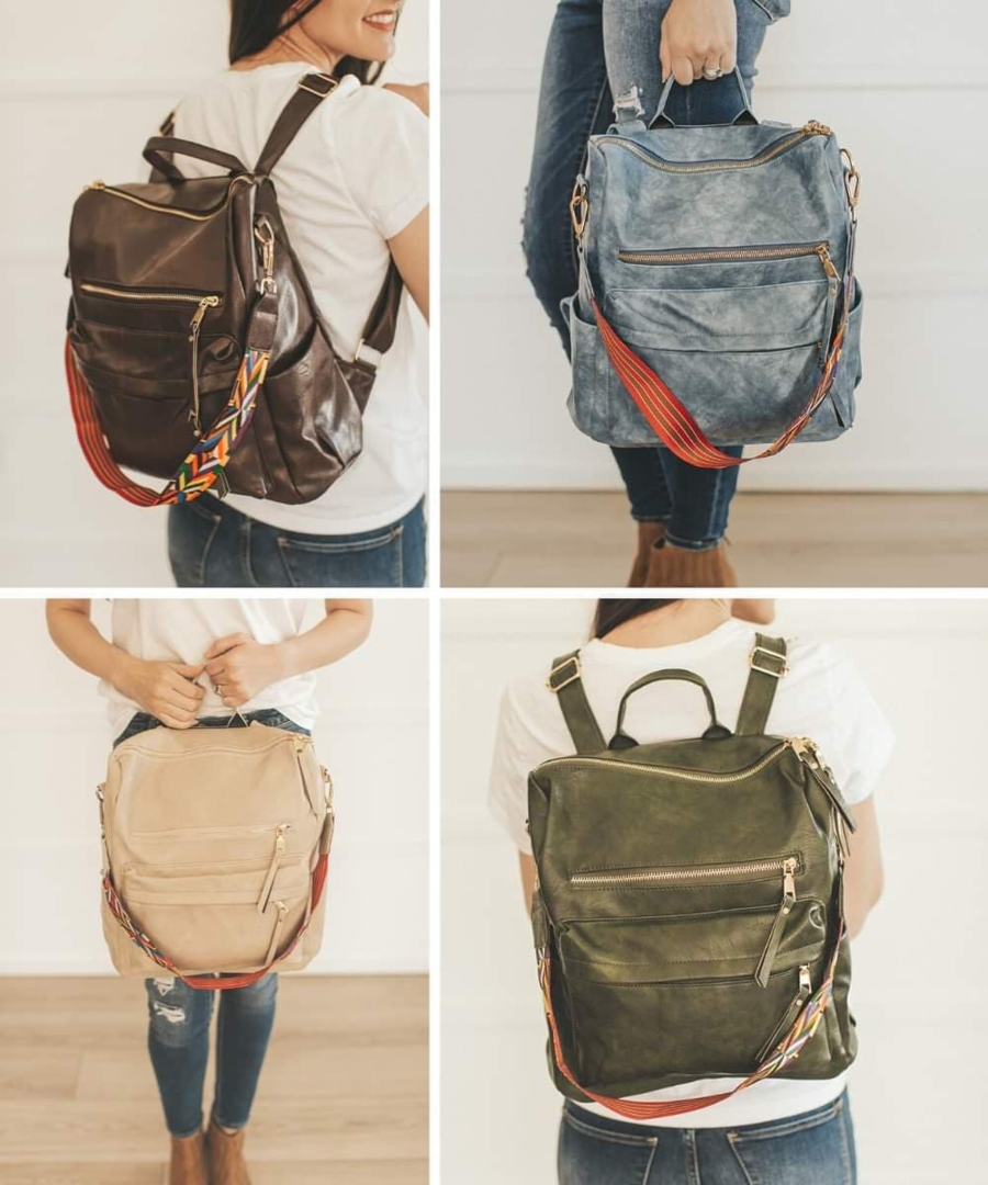 Faux Leather Guitar strap Convertible backpack HENRY GUITAR STRAP BACKPACK- BLACK – Blessed and Unique main image 2