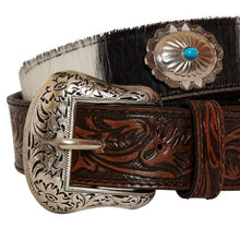 Load image into Gallery viewer, Distinguished Turquoise Hand-Tooled Leather Belt
