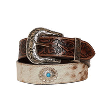 Load image into Gallery viewer, Mirky Brown Hand-Tooled Leather Belt
