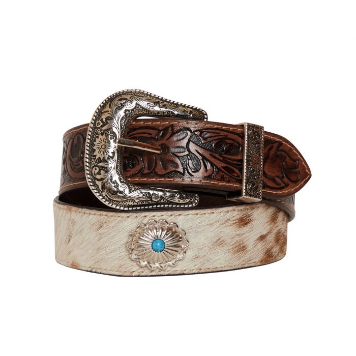 Mirky Brown Hand-Tooled Leather Belt
