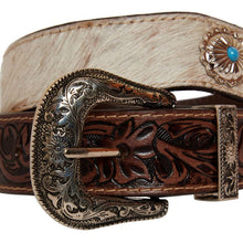 Load image into Gallery viewer, Mirky Brown Hand-Tooled Leather Belt
