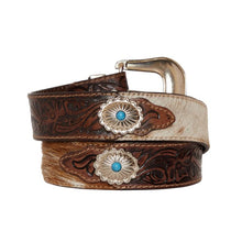 Load image into Gallery viewer, Mirky Brown Hand-Tooled Leather Belt
