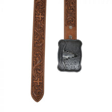 Load image into Gallery viewer, Structured Hand-Tooled Leather Belt
