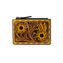Load image into Gallery viewer, Radiant Sunflowers Hand-Tooled Credit Card Holder
