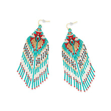 Load image into Gallery viewer, Rain Dance Beaded Earrings in Turquoise
