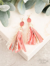 Load image into Gallery viewer, Sweet As Peach Druzy Tassel Earrings
