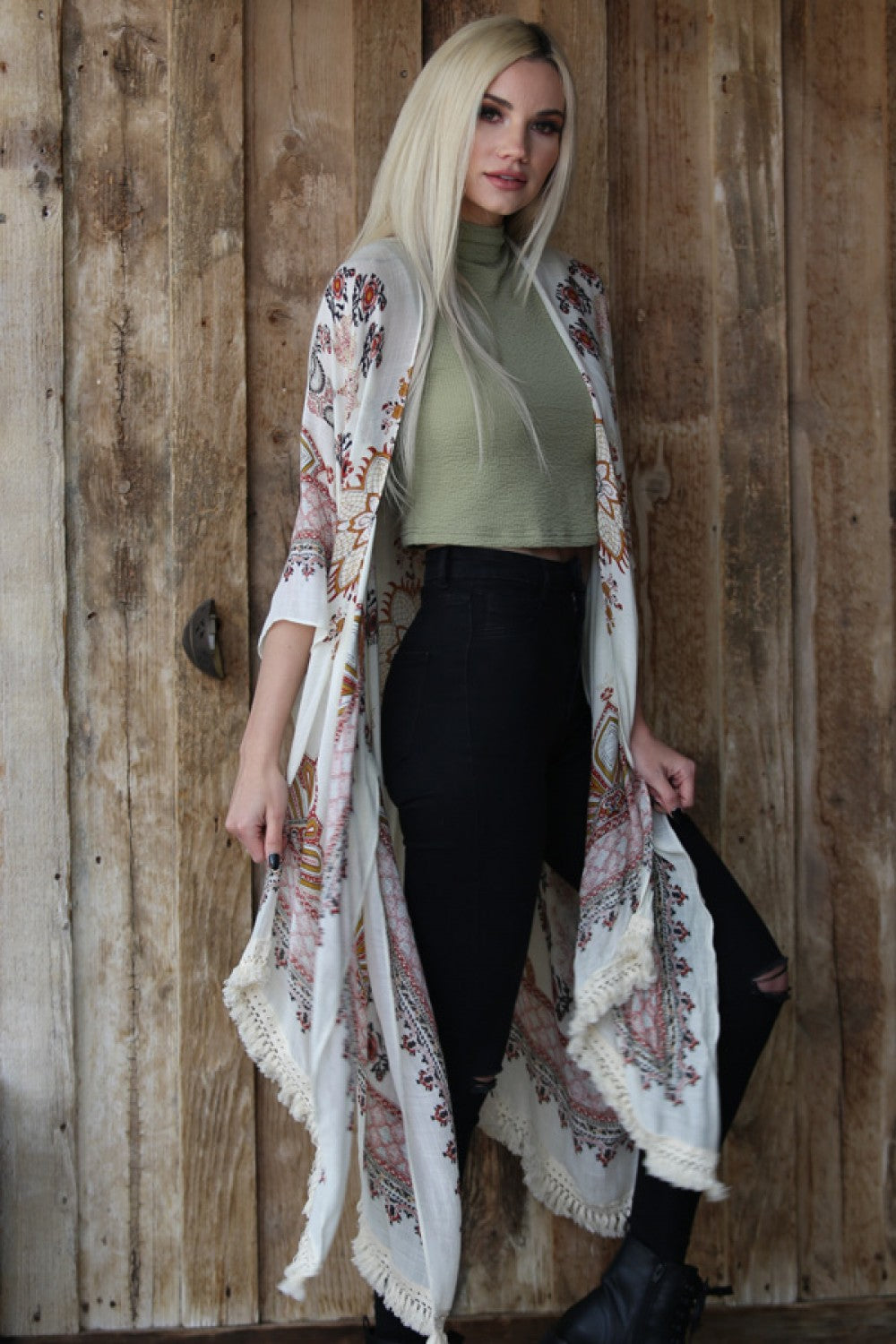 Cream Floral Kimono