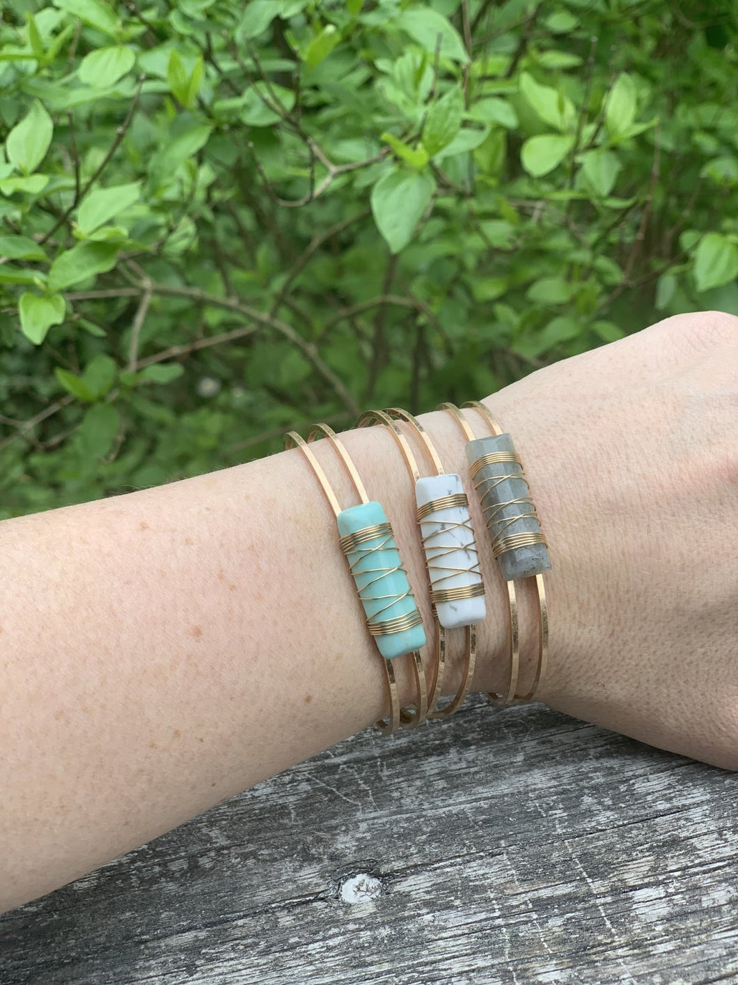Semi Precious Stone Wire Bracelet